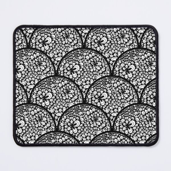 Item preview, Black and White Blooming Doodle Art Deco Scallop designed and sold by Triplicate Limited.