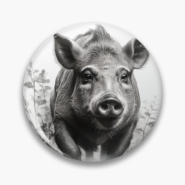 Item preview, Black and white Wild boar pencil drawing designed and sold by Pencil-Art.