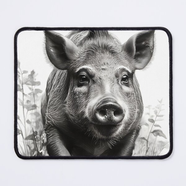 Item preview, Black and white Wild boar pencil drawing designed and sold by Pencil-Art.