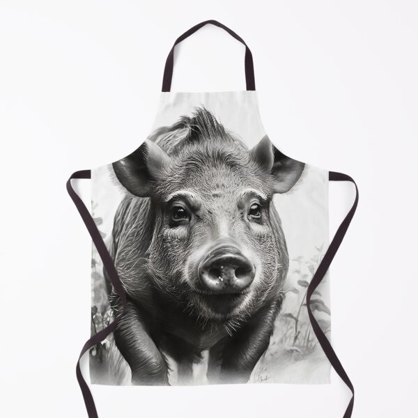 Item preview, Black and white Wild boar pencil drawing designed and sold by Pencil-Art.