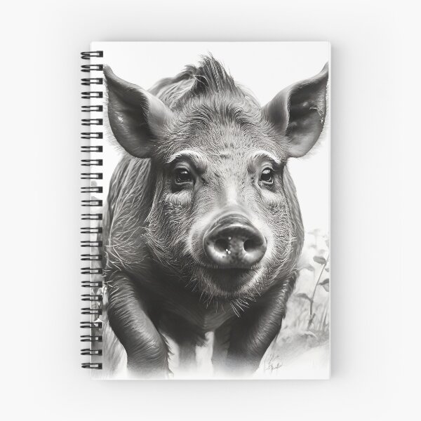 Item preview, Black and white Wild boar pencil drawing designed and sold by Pencil-Art.