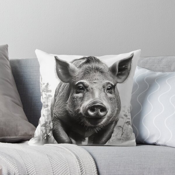 Item preview, Black and white Wild boar pencil drawing designed and sold by Pencil-Art.