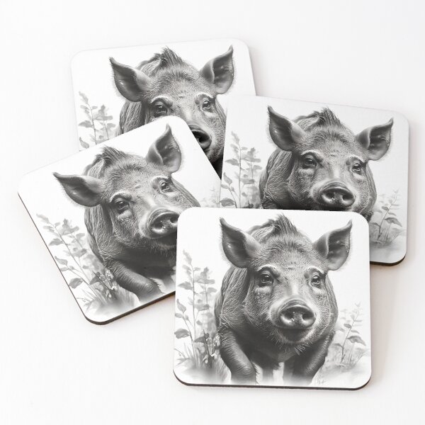 Item preview, Black and white Wild boar pencil drawing designed and sold by Pencil-Art.