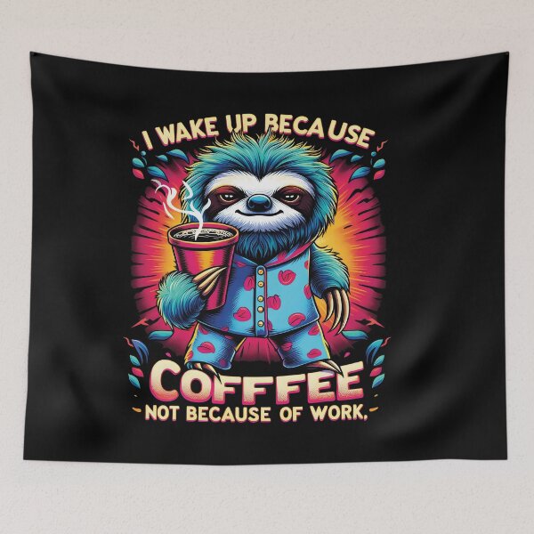 Item preview, Funny,I Wake UP Because Of Coffee Not Because Of Work ,Sloth designed and sold by FINALSHOP1.