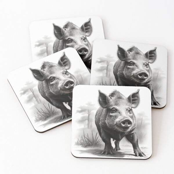 Item preview, Black and white Wild boar pencil drawing designed and sold by Pencil-Art.