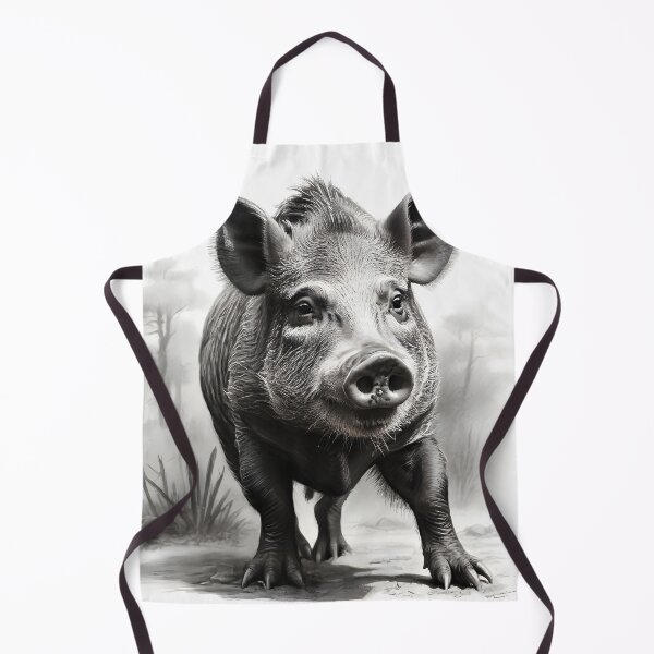 Item preview, Black and white Wild boar pencil drawing designed and sold by Pencil-Art.