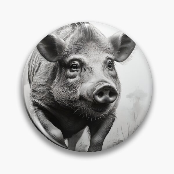 Item preview, Black and white Wild boar pencil drawing designed and sold by Pencil-Art.
