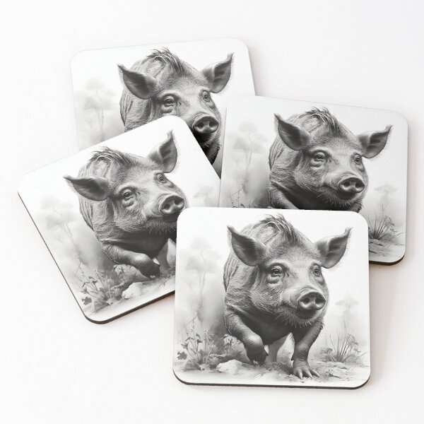 Item preview, Black and white Wild boar pencil drawing designed and sold by Pencil-Art.