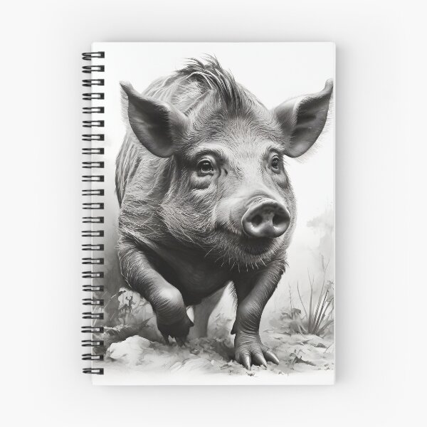 Item preview, Black and white Wild boar pencil drawing designed and sold by Pencil-Art.