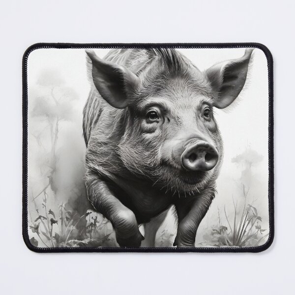 Item preview, Black and white Wild boar pencil drawing designed and sold by Pencil-Art.