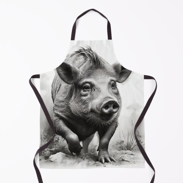 Item preview, Black and white Wild boar pencil drawing designed and sold by Pencil-Art.