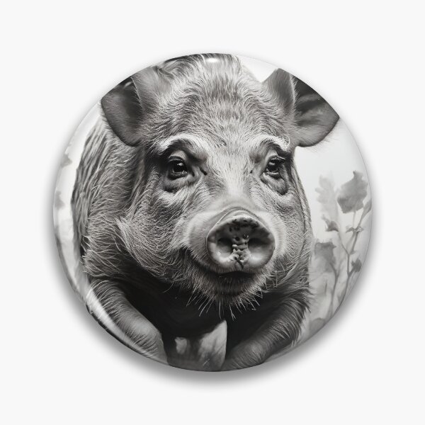 Item preview, Black and white Wild boar pencil drawing designed and sold by Pencil-Art.