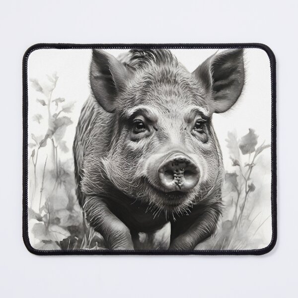 Item preview, Black and white Wild boar pencil drawing designed and sold by Pencil-Art.