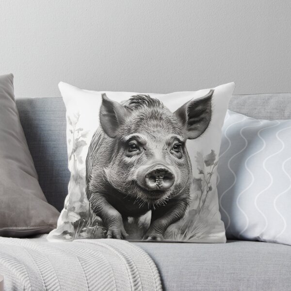 Item preview, Black and white Wild boar pencil drawing designed and sold by Pencil-Art.