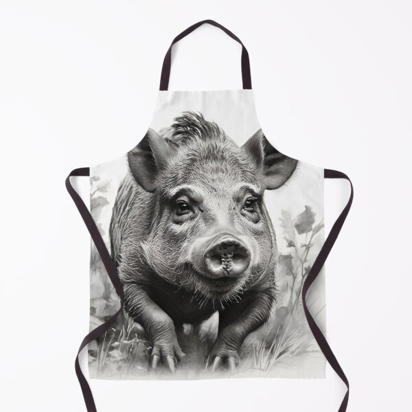 Item preview, Black and white Wild boar pencil drawing designed and sold by Pencil-Art.
