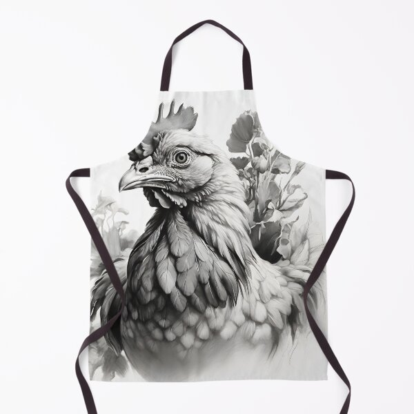 Item preview, Black and white chicken pencil drawing designed and sold by Pencil-Art.