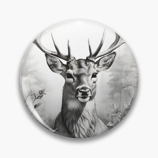 Item preview, Black and white deer pencil drawing designed and sold by Pencil-Art.