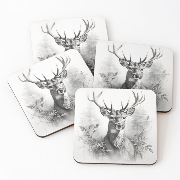Item preview, Black and white deer pencil drawing designed and sold by Pencil-Art.