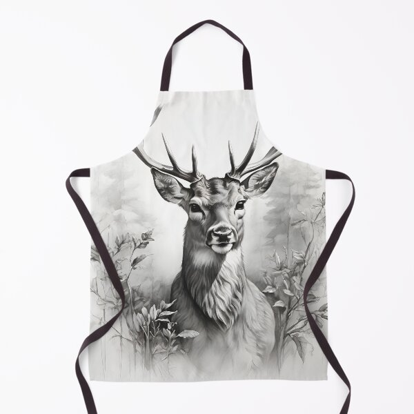 Item preview, Black and white deer pencil drawing designed and sold by Pencil-Art.