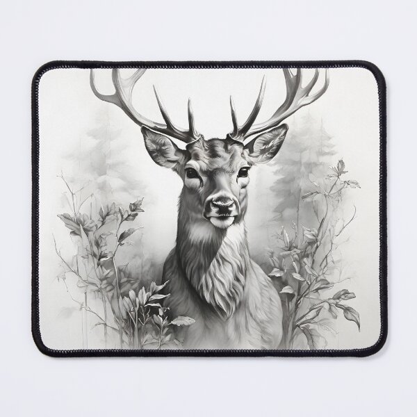 Item preview, Black and white deer pencil drawing designed and sold by Pencil-Art.