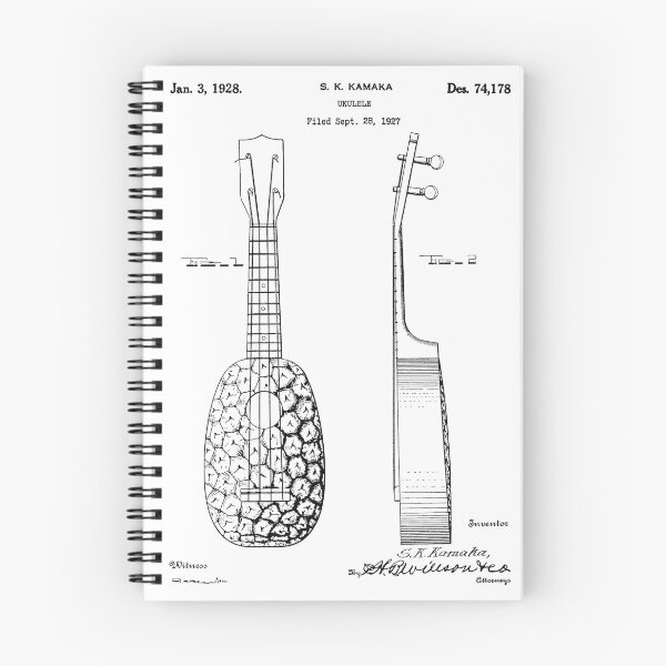 Artikelvorschau, Ukulele 1928 Vintage Patent Kunst auf weißem Hintergrund entworfen und verkauft von Peek-Designs.
