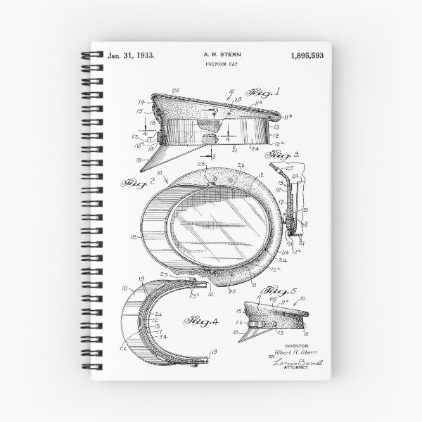 Artikelvorschau, Uniform Cap Vintage Patent Kunst auf weißem Hintergrund entworfen und verkauft von Peek-Designs.