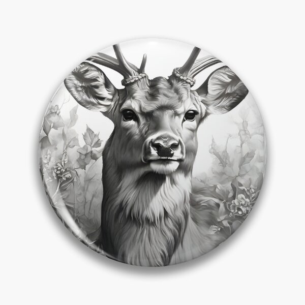 Item preview, Black and white deer pencil drawing designed and sold by Pencil-Art.