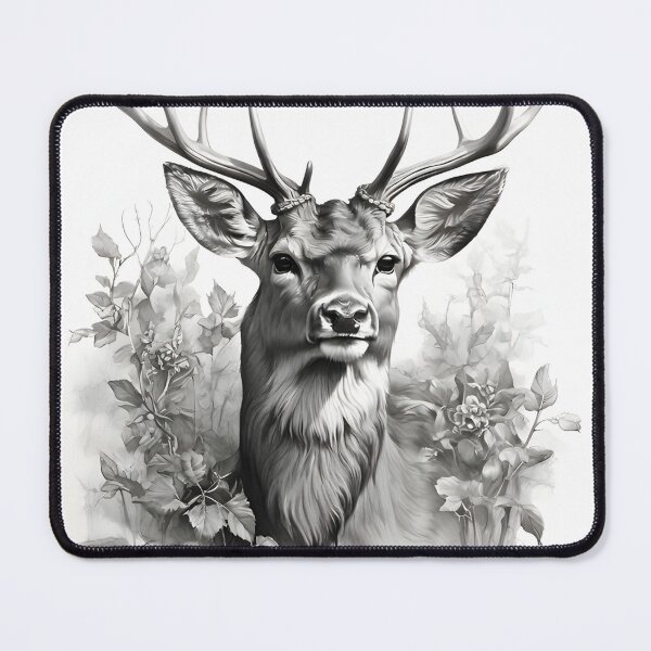 Item preview, Black and white deer pencil drawing designed and sold by Pencil-Art.
