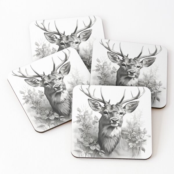 Item preview, Black and white deer pencil drawing designed and sold by Pencil-Art.
