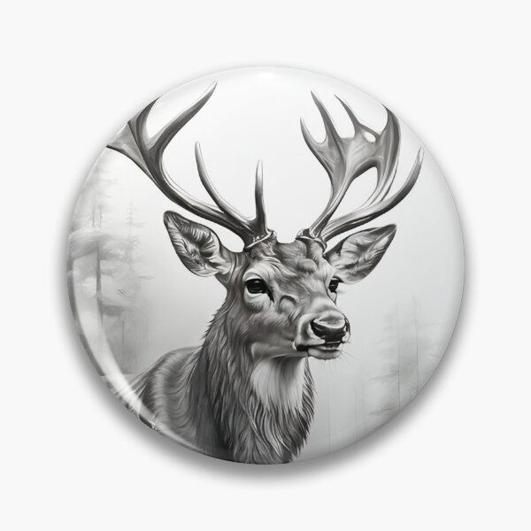 Item preview, Black and white deer pencil drawing designed and sold by Pencil-Art.