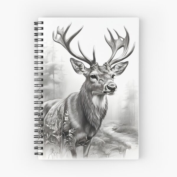 Item preview, Black and white deer pencil drawing designed and sold by Pencil-Art.