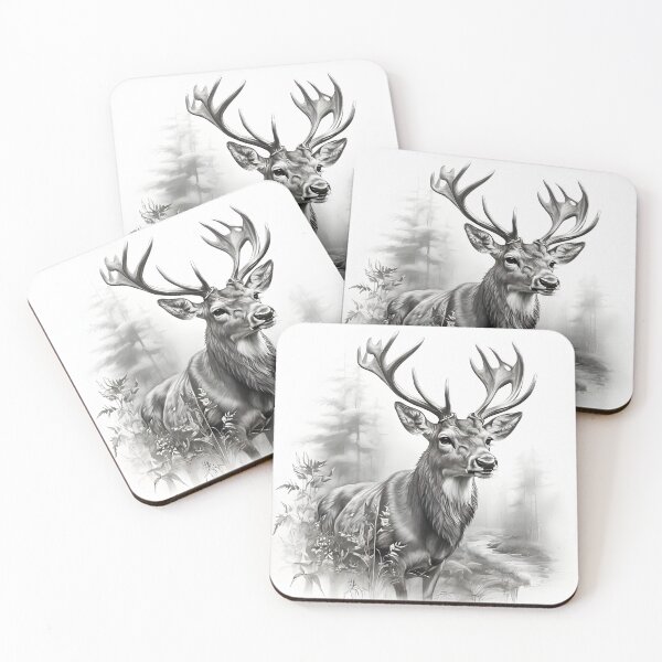Item preview, Black and white deer pencil drawing designed and sold by Pencil-Art.