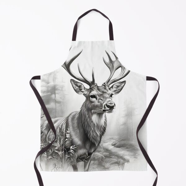 Item preview, Black and white deer pencil drawing designed and sold by Pencil-Art.