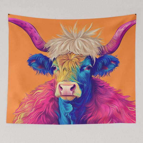 Item preview, Anthropomorphic Hipster Highland Cow Portrait  designed and sold by GulDesignCo.