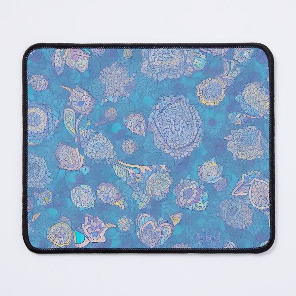 Item preview, Gentle elegance Abstract floral motif in purple on a turquoise-light blue background designed and sold by Frostquest.