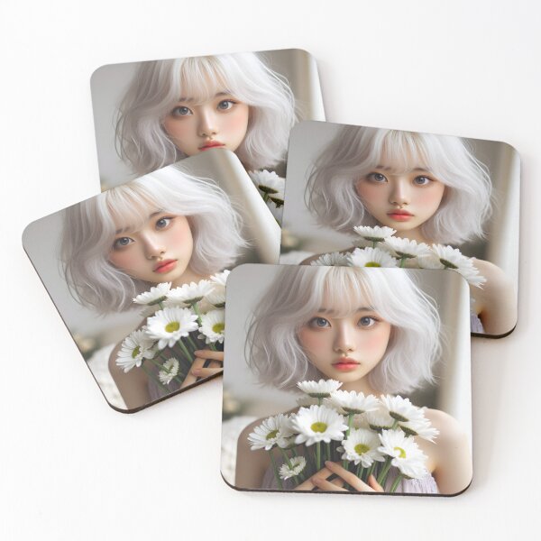 Item preview, Asian young woman with daisies flowers designed and sold by natalielaf.