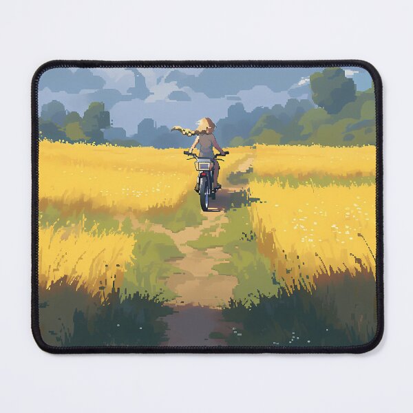 Item preview, Biking through Wheat fields, anime scenery- Pixel art designed and sold by octoboobs.