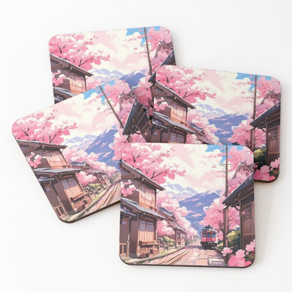 Item preview, Train on the Railway Tracks Cherry Blossom designed and sold by natalielaf.