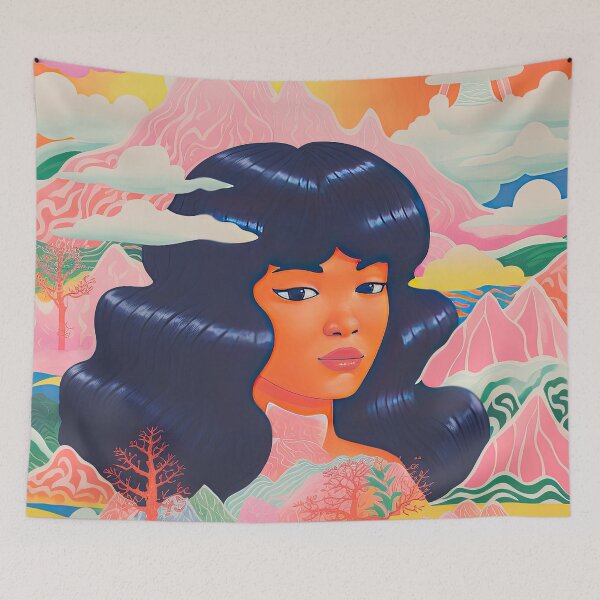Item preview, Retro Japanese Girl Surreal Lithograph  designed and sold by GulDesignCo.