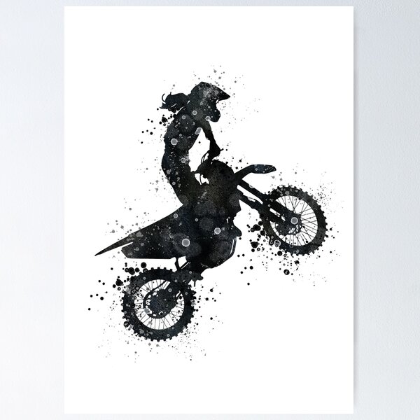 Item preview, Girl Motocross Black and White Silhouette Artwork designed and sold by LotusGifts.