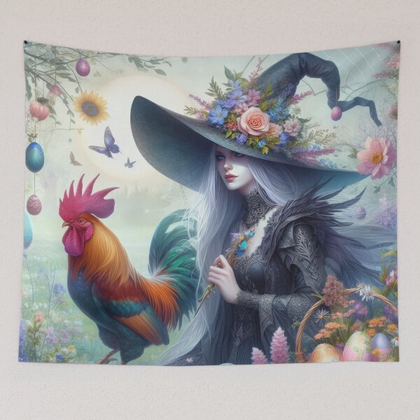 Item preview, beautiful witch with and basket fantasy easter landscape designed and sold by Expressions-Sel.