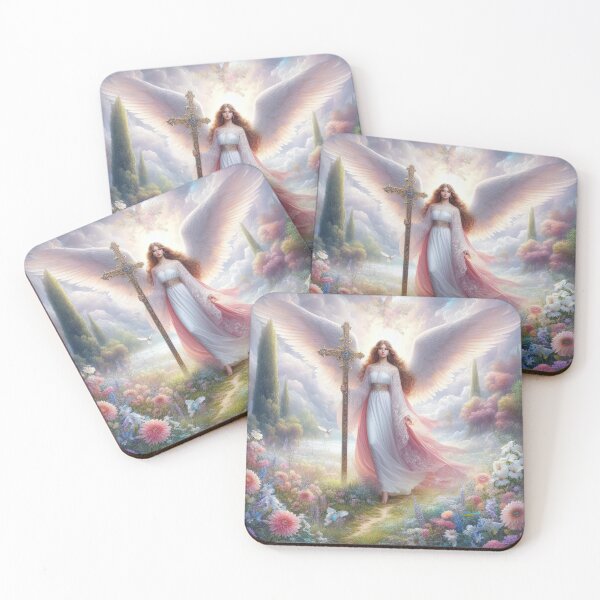 Item preview, Angel holds the cross fantasy easter landscape designed and sold by Expressions-Sel.