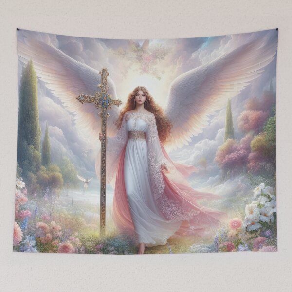 Item preview, Angel holds the cross fantasy easter landscape designed and sold by Expressions-Sel.