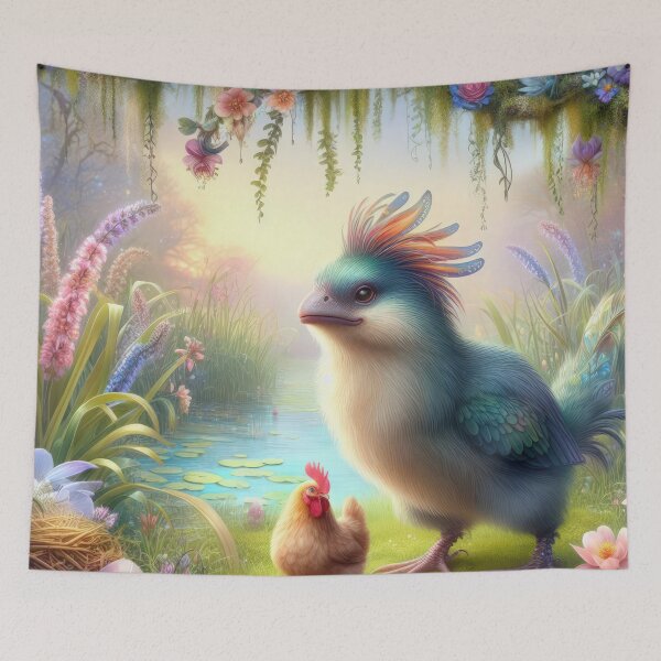 Item preview, big bird with a hen fantasy easter landscape designed and sold by Expressions-Sel.