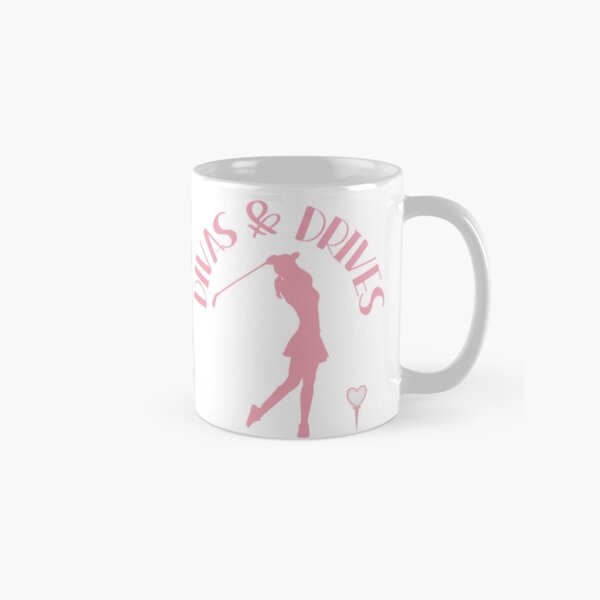 Vista previa del artículo con la obra «Divas &Drives, Taza de golf para damas, Golf para mujeres», diseñado y vendido por uimpressme.