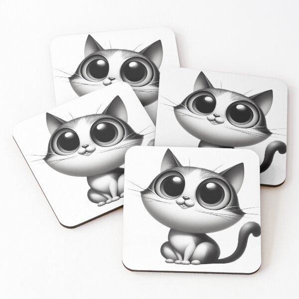 Item preview, Enchanting Whiskers: A Monochrome Masterpiece cuttie cat designed and sold by artdesignby.
