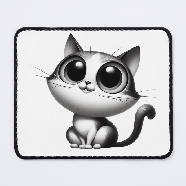 Item preview, Enchanting Whiskers: A Monochrome Masterpiece cuttie cat designed and sold by artdesignby.