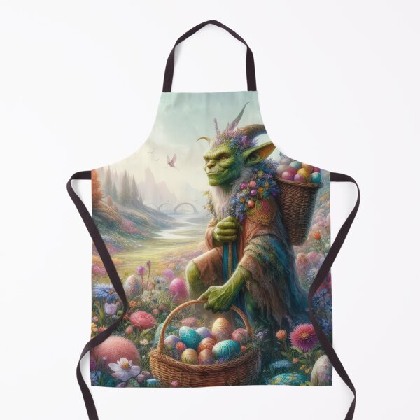 Item preview, green goblin with baskets full of Easter eggs fantasy easter landscape designed and sold by Expressions-Sel.