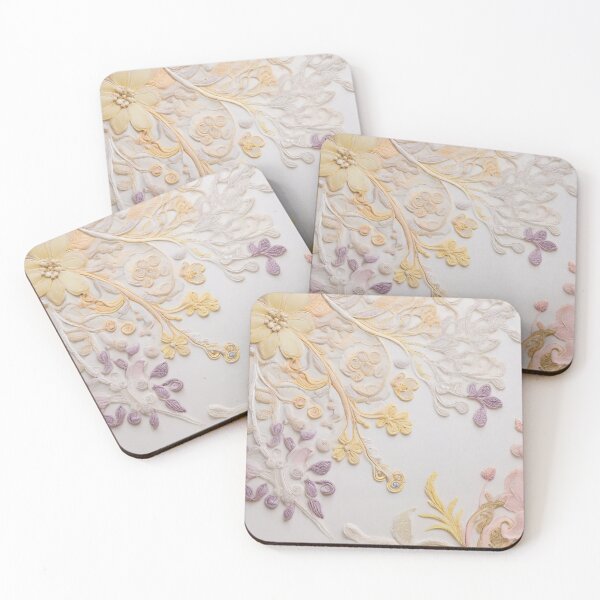 Item preview, Tranquil Blossoms: Intricate Floral Lace in Subtle Shades of Purple and Yellow designed and sold by roon-ai.