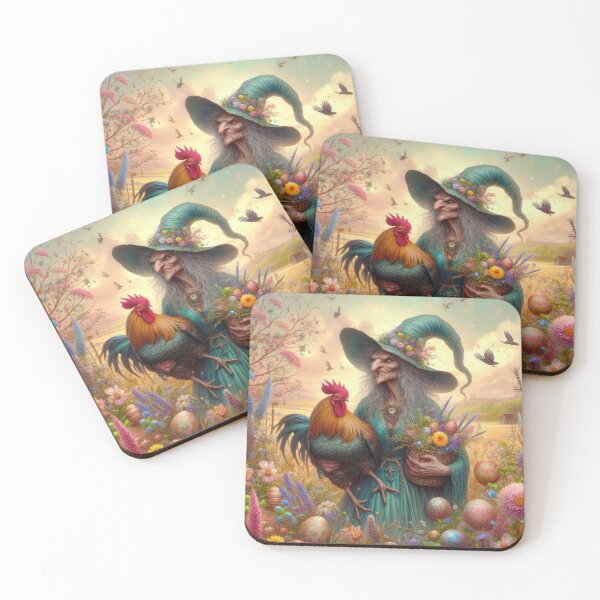 Item preview, ugly witch with cock with flowers fantasy easter landscape designed and sold by Expressions-Sel.